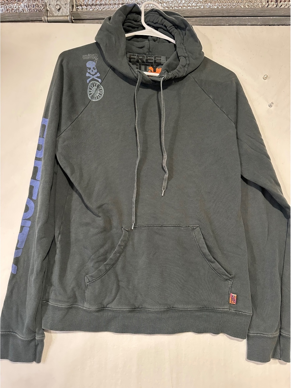 FREECITY Soul Warrior Hoodie Gray Camo Skull SoulCycle Graphic Small
